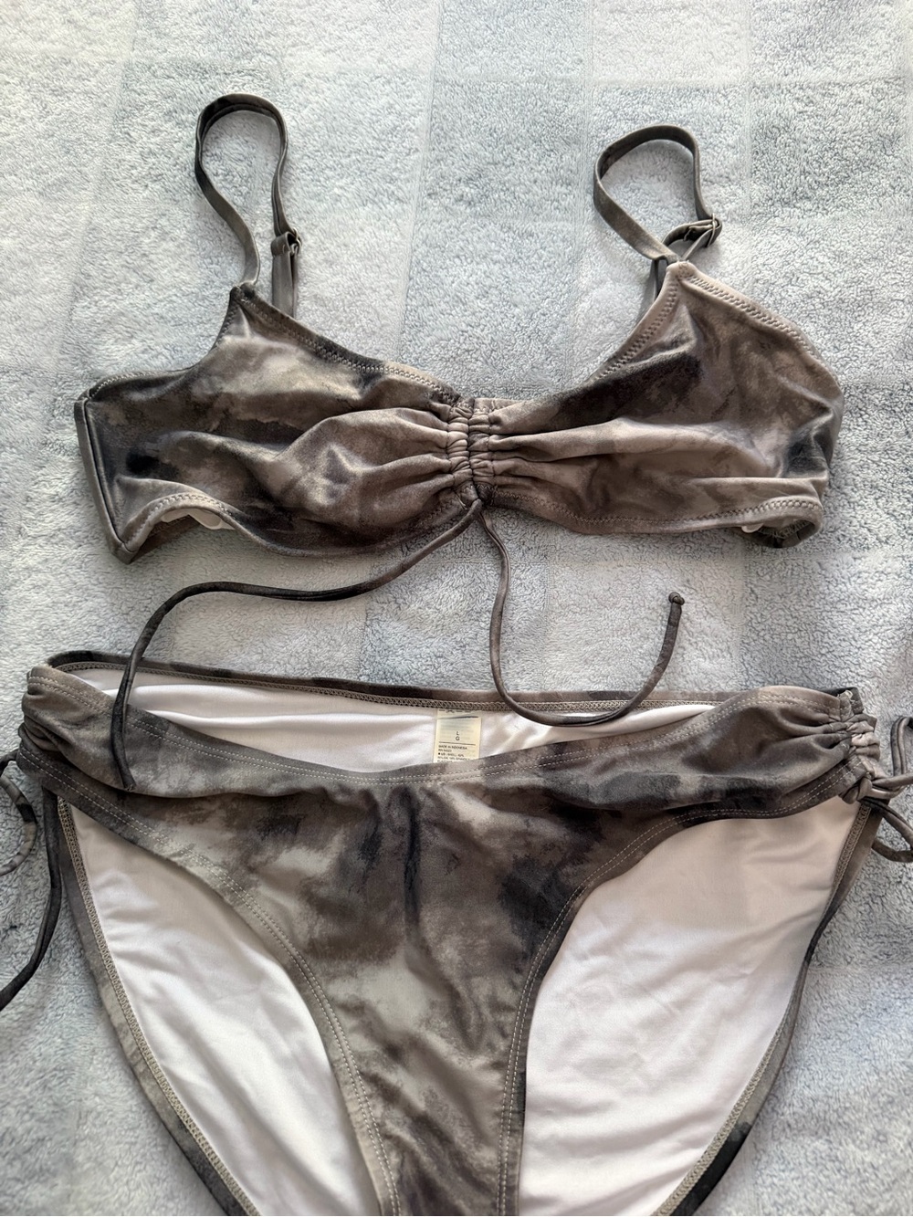 Gray Tie-Dye Bikini Set